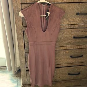 Suede, lower cut dress
